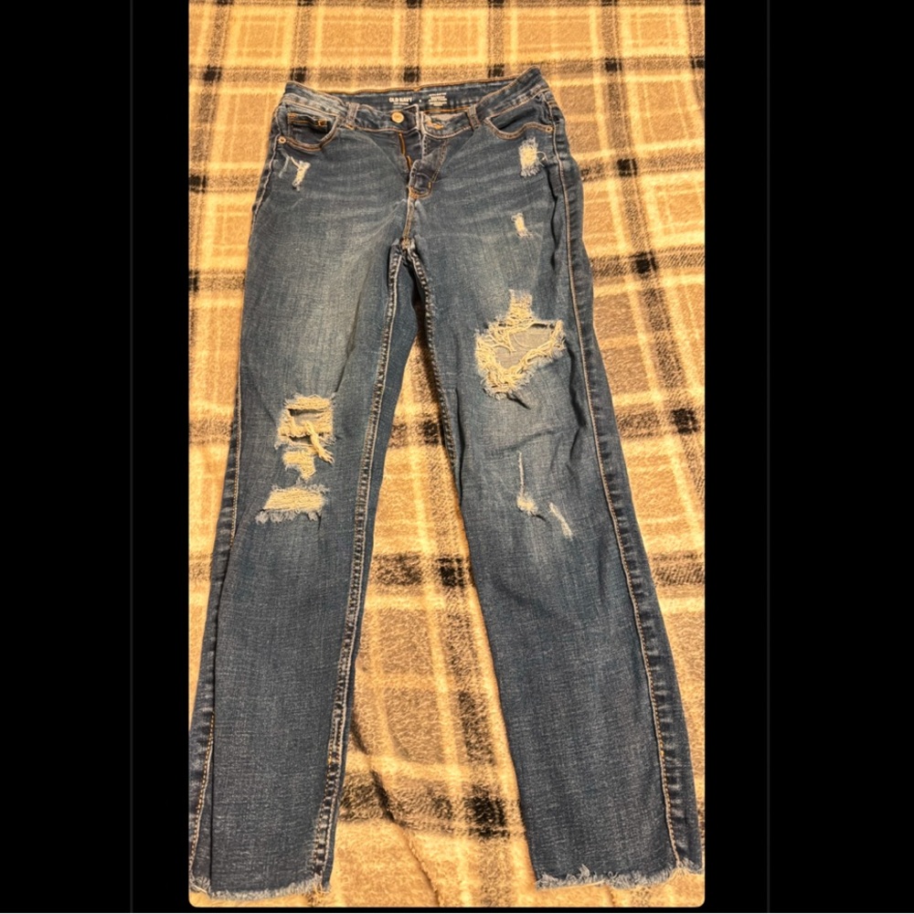 Distressed Blue Denim Jeans
